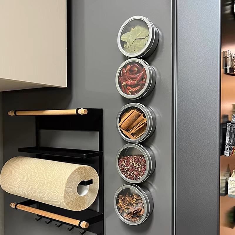 Tin Container Lid - Magnetische kruidenpotjes met transparante deksels, magnetische